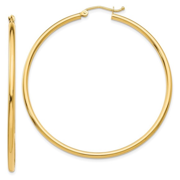 10K Polished 2mm Tube Hoop Earrings,All Products : American Fashion Style Bags On Sale
